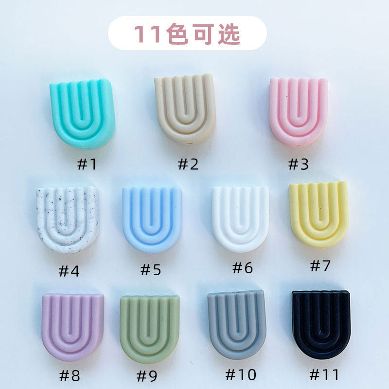 Wholesale Creative DIY Perforated Rainbow Silicone Mother and Baby Teether Accessories Beads