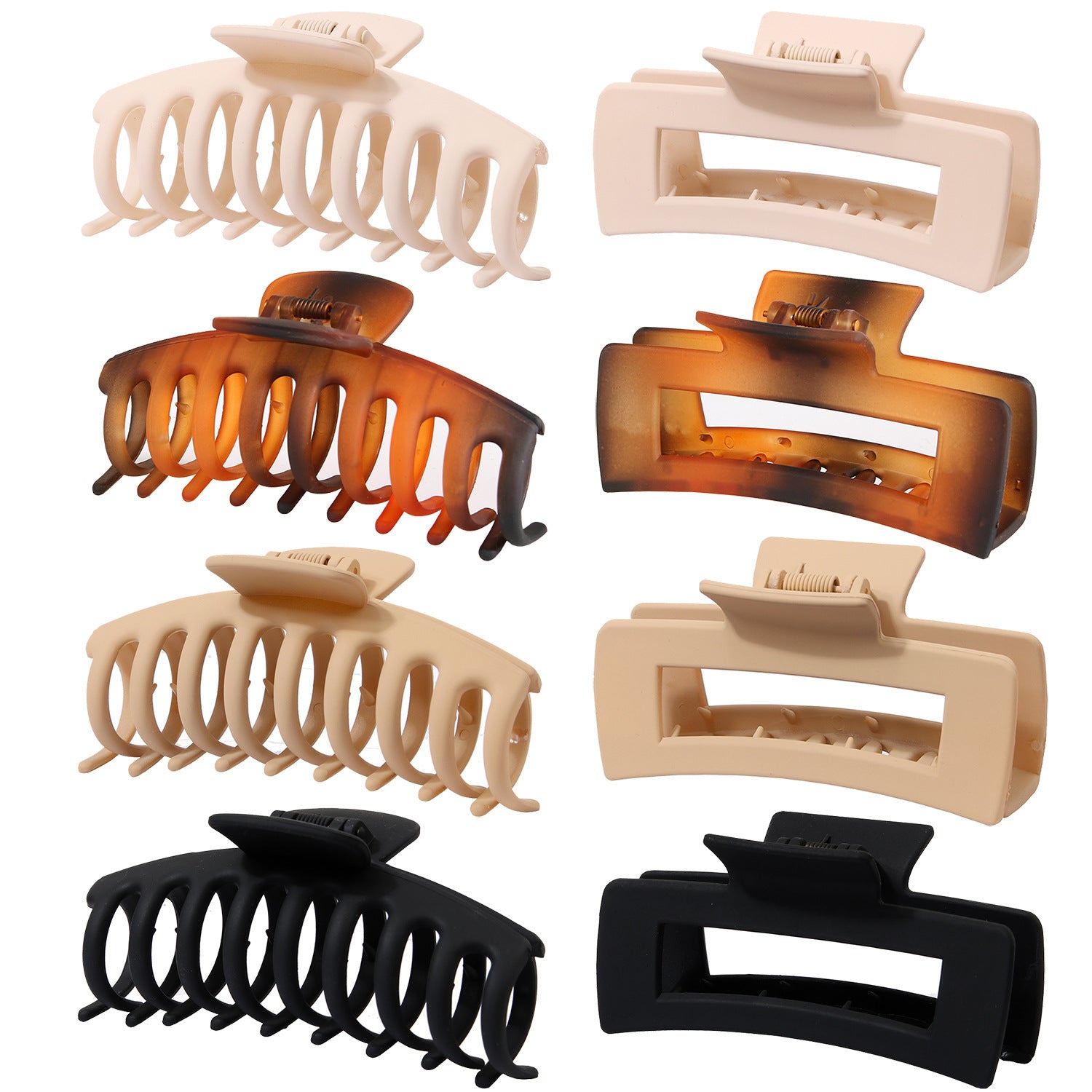 Wholesale 8PCS Seamless Frosted Rectangular Resin Hair Clips