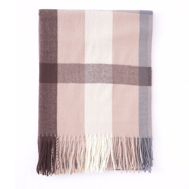 Wholesale Plaid Houndstooth Imitation Cashmere Warm Tassel Shawl Thickened Scarf
