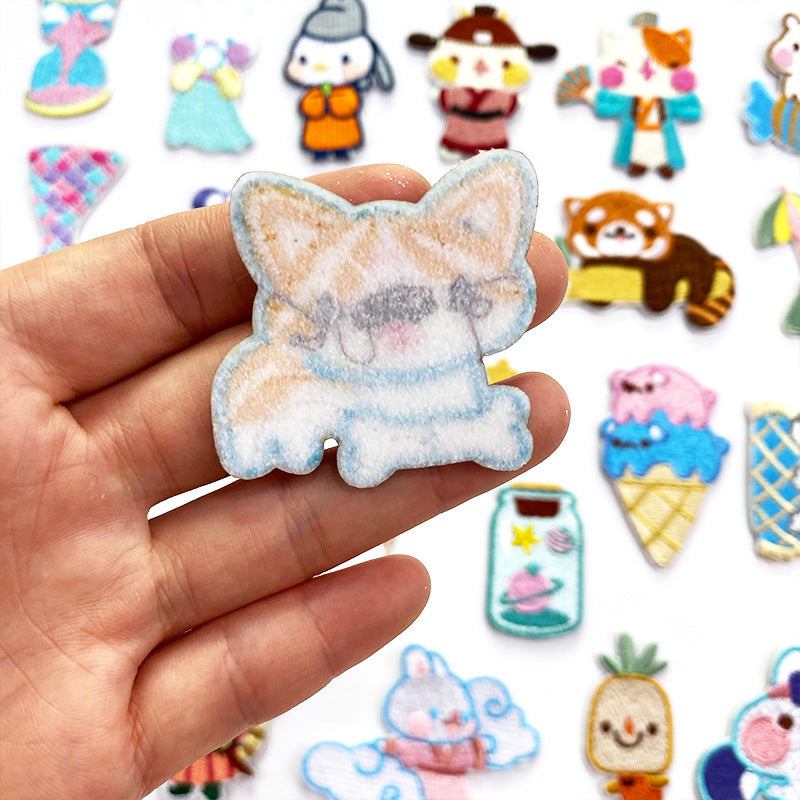 Wholesale Non Woven Fabric Cartoon Embroidered Patch Sticker For Towel DIY Accessory