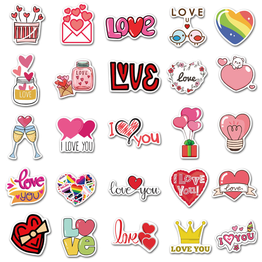 Wholesale  50pcs Valentine' s Day Love Cartoon  Stickers