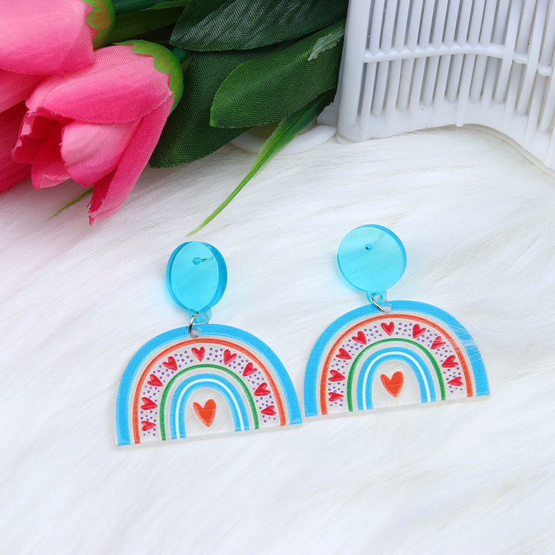 Wholesale Valentine' s Day Earrings Acrylic Splicing Fashionable t Heart Earrings