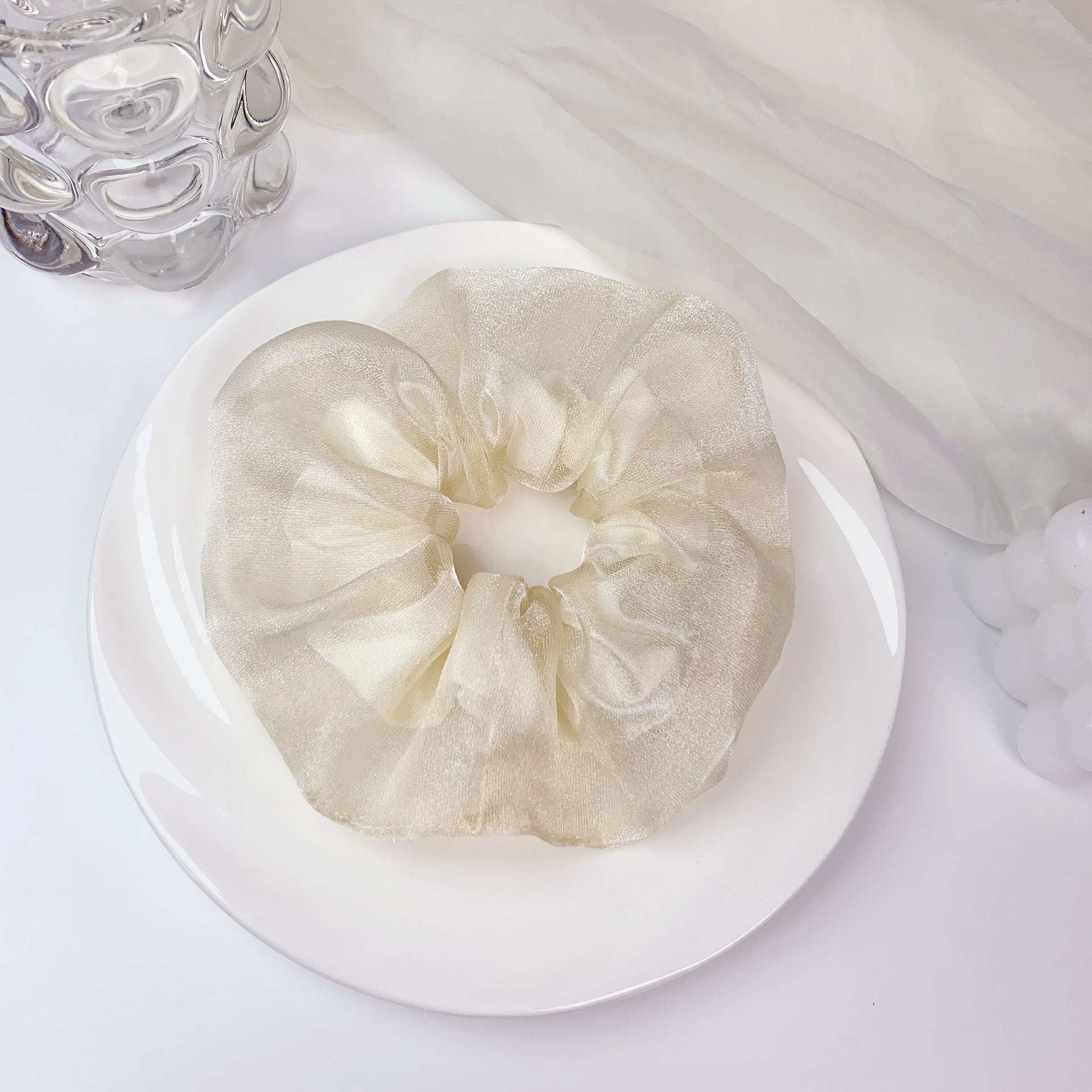 Wholesale Fabric French Double Mesh Large Intestine Hair Ties