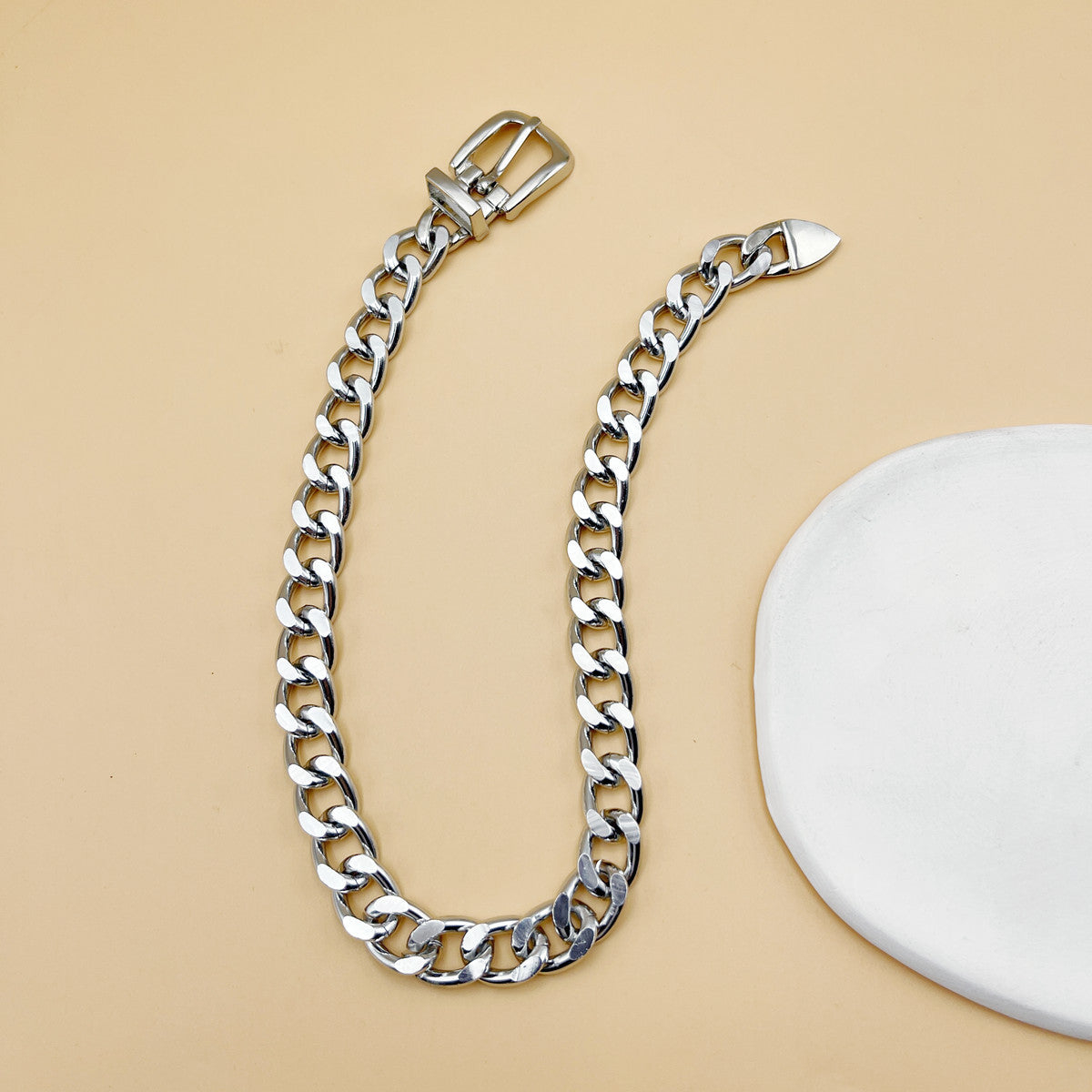 Wholesale Hip-hop Simple Design Belt Buckle Chain Clavicle Necklace