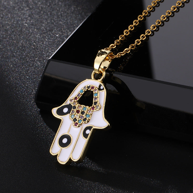 Wholesale Oil Drops Eyes Hand Palm Pendant Necklaces