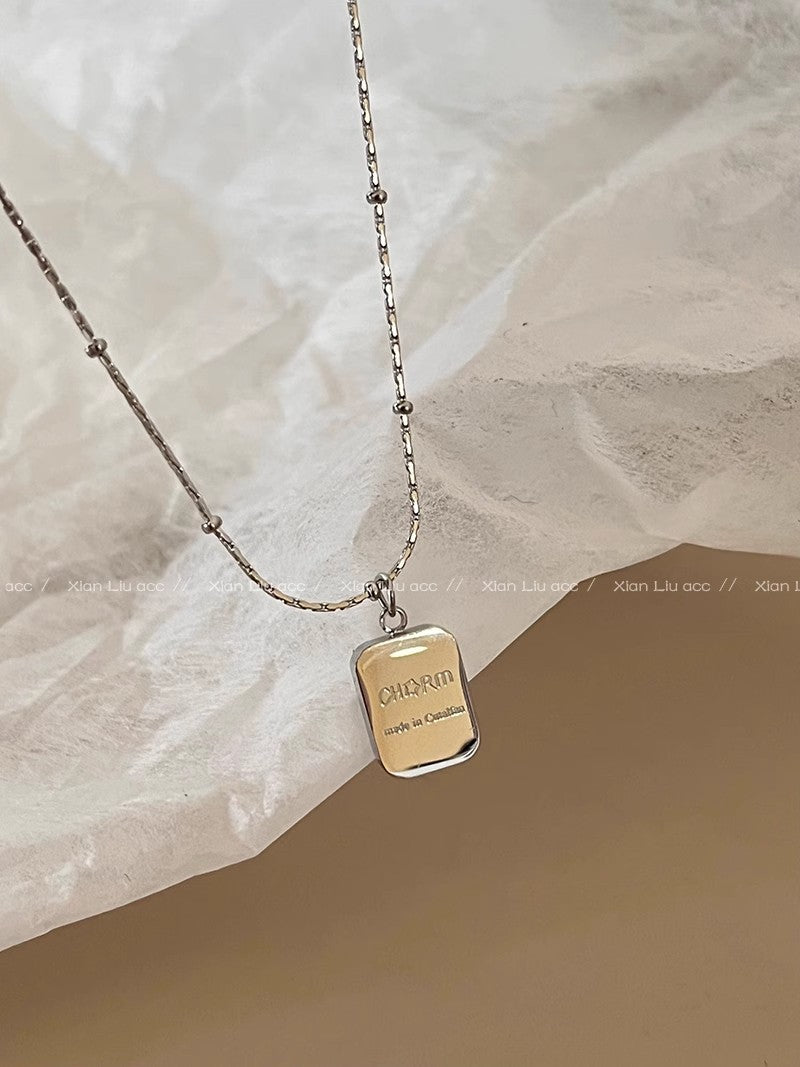 Wholesale Simple square letter titanium steel necklace