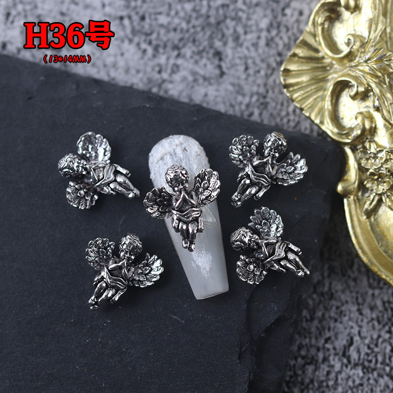 Wholesale Ancient Silver Alloy Angel Skull Nail Art Charms For  Dark Retro Style