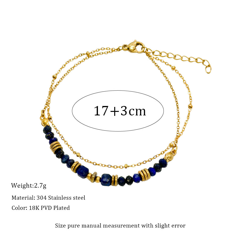 Wholesale Lapis Lazuleus Bracelet Design  Titanium Steel Bracelets Gold Plated Hand Jewelry