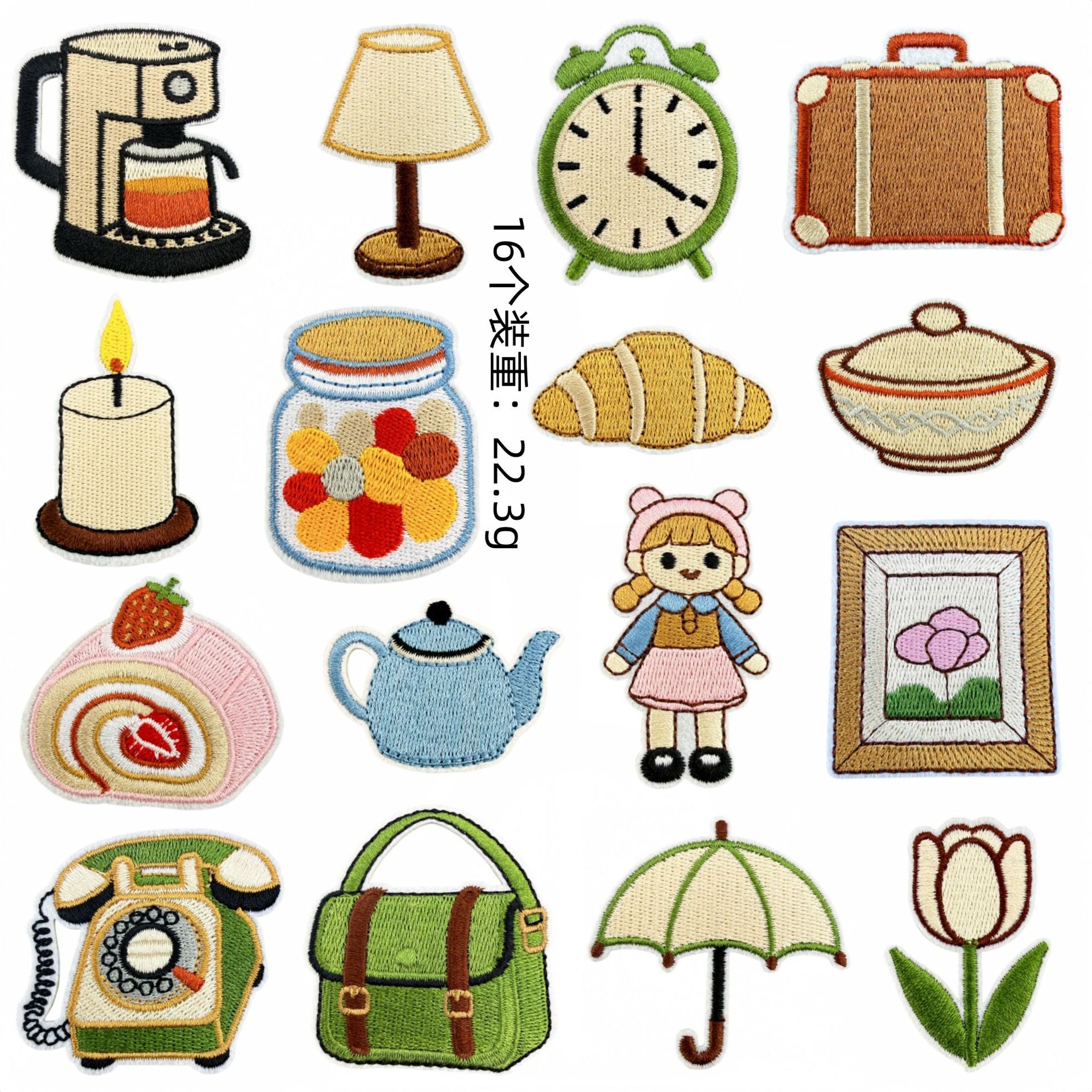 Wholesale 32Pc Home Theme Iron On Embroidered Patches DIY Sewing Decorative Appliques For Clothing Bags And Home Decor