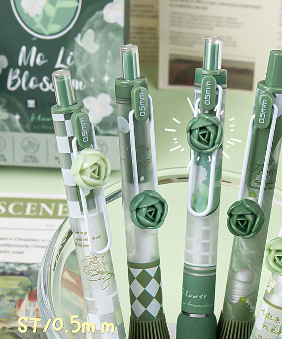 Wholesale Colorful flowers press neutral Plastic Pen