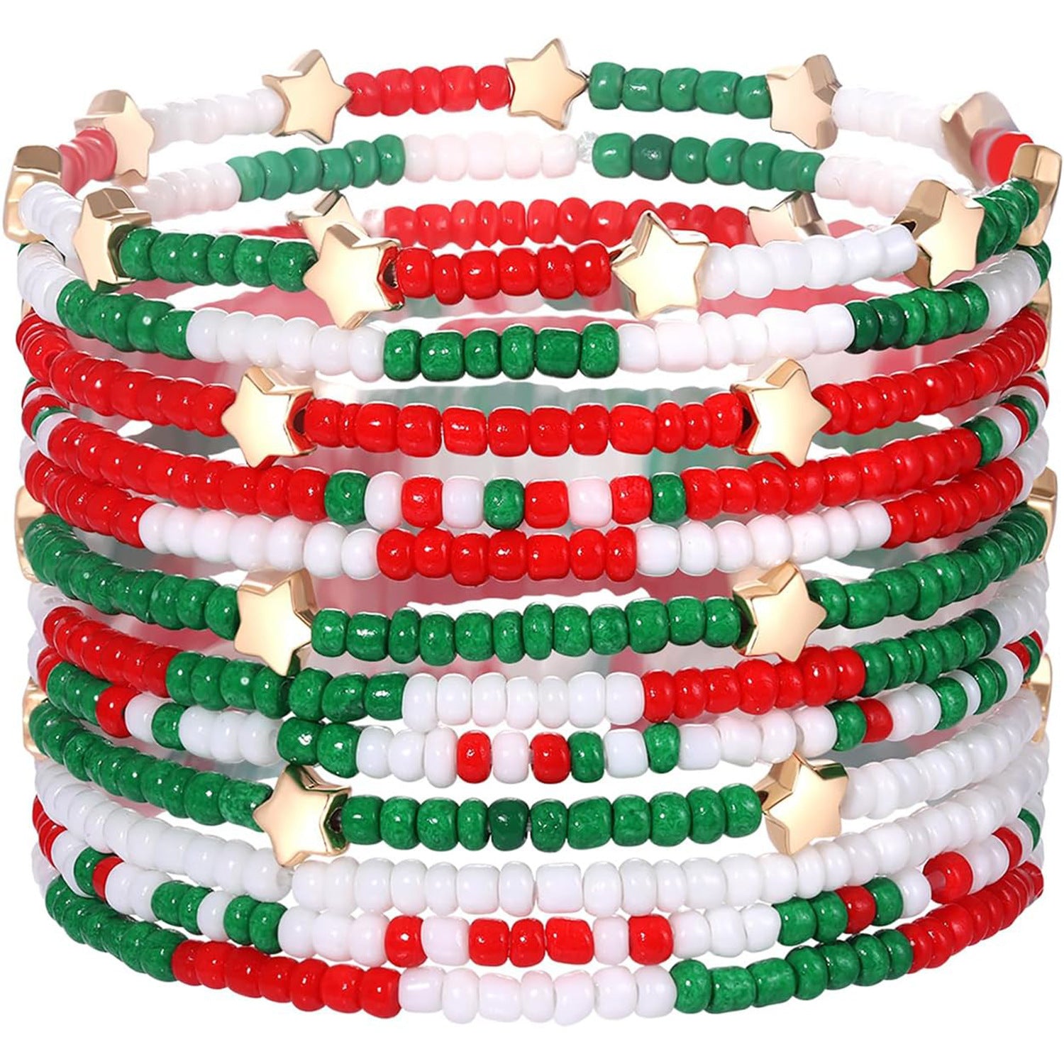 Wholesale 10pcs Red and Green Christmas Theme Clay Beam Bracelet