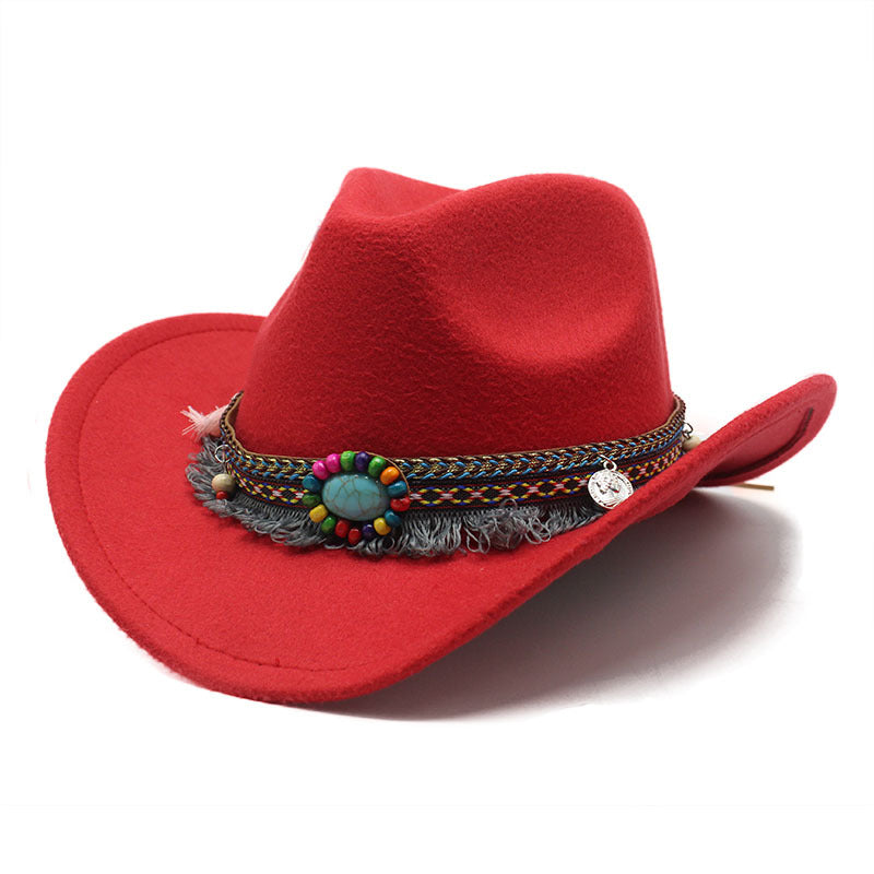 Wholesale Ethnic Style Woolen Western Denim Hats