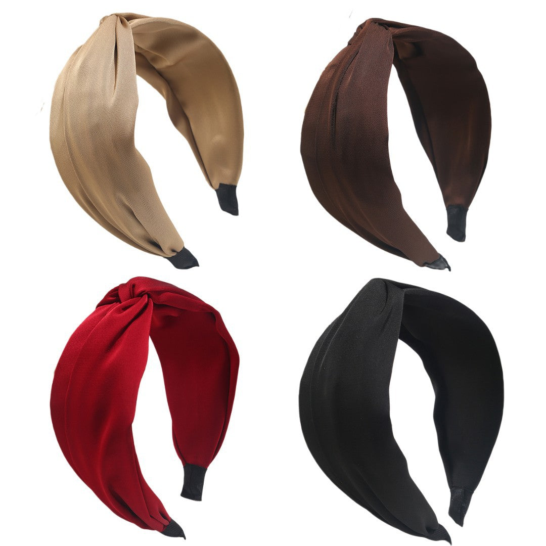 Wholesale Solid Color Knotted Fabric Wide Edge Headband