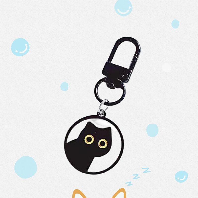 Wholesale Cute Cartoon Black Water Cup Kitten Alloy Oil Dropping DIY Jewelry Keychain Pendant Tide