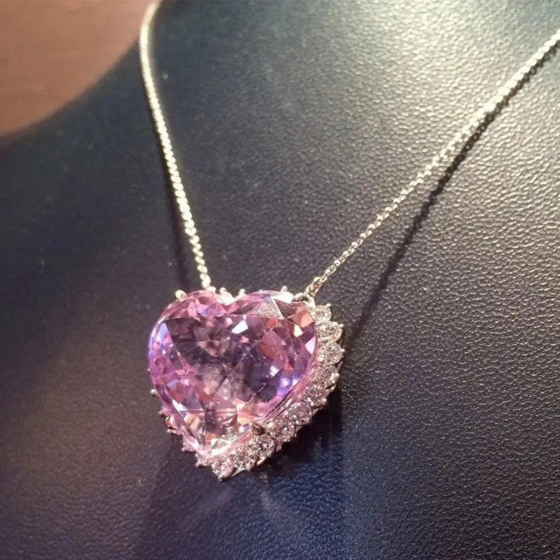 Wholesale  pink diamond zircon pendant necklace