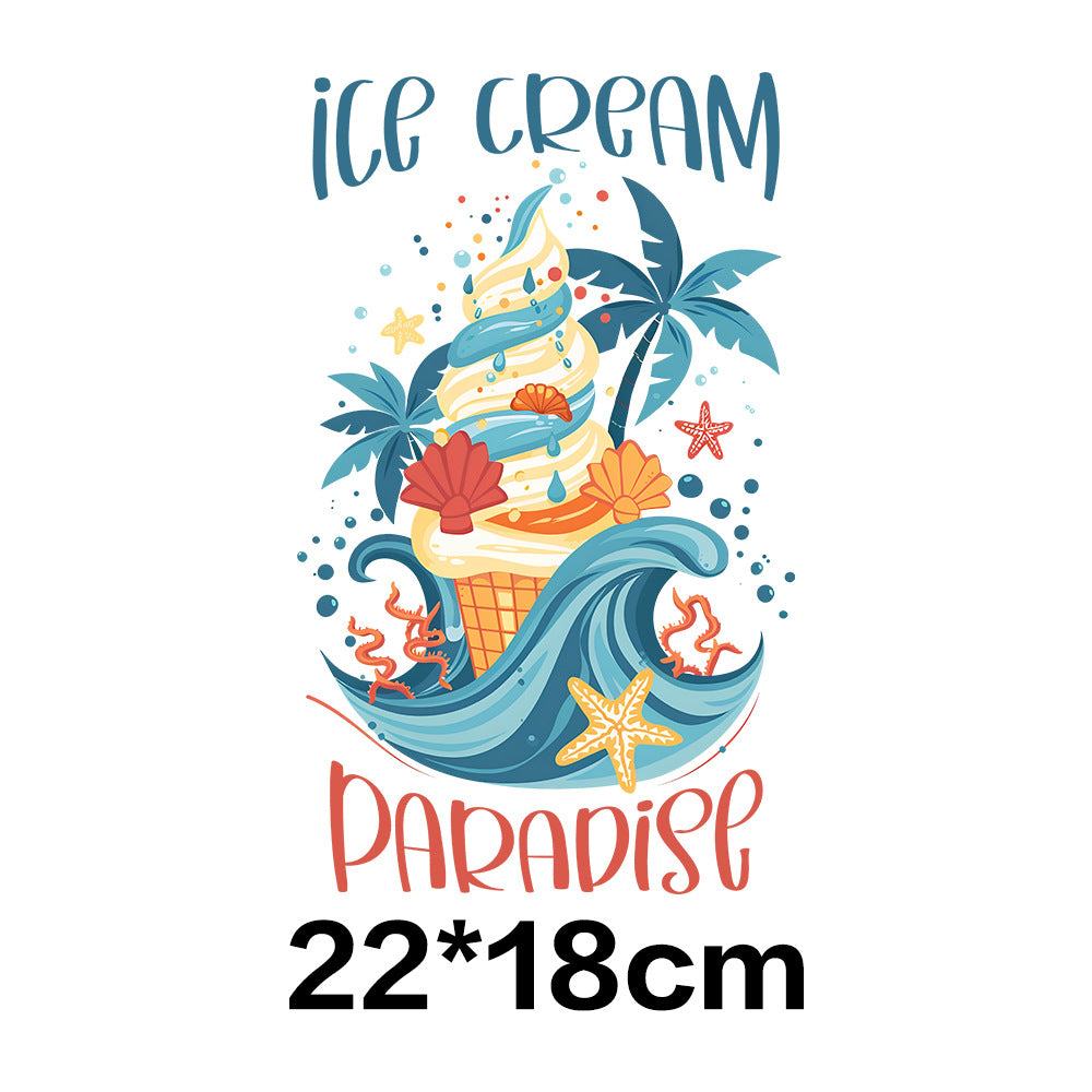 Wholesale 10pcs Summer Tropical Ice Cream UV DTF Ready to Press Transfers Wraps
