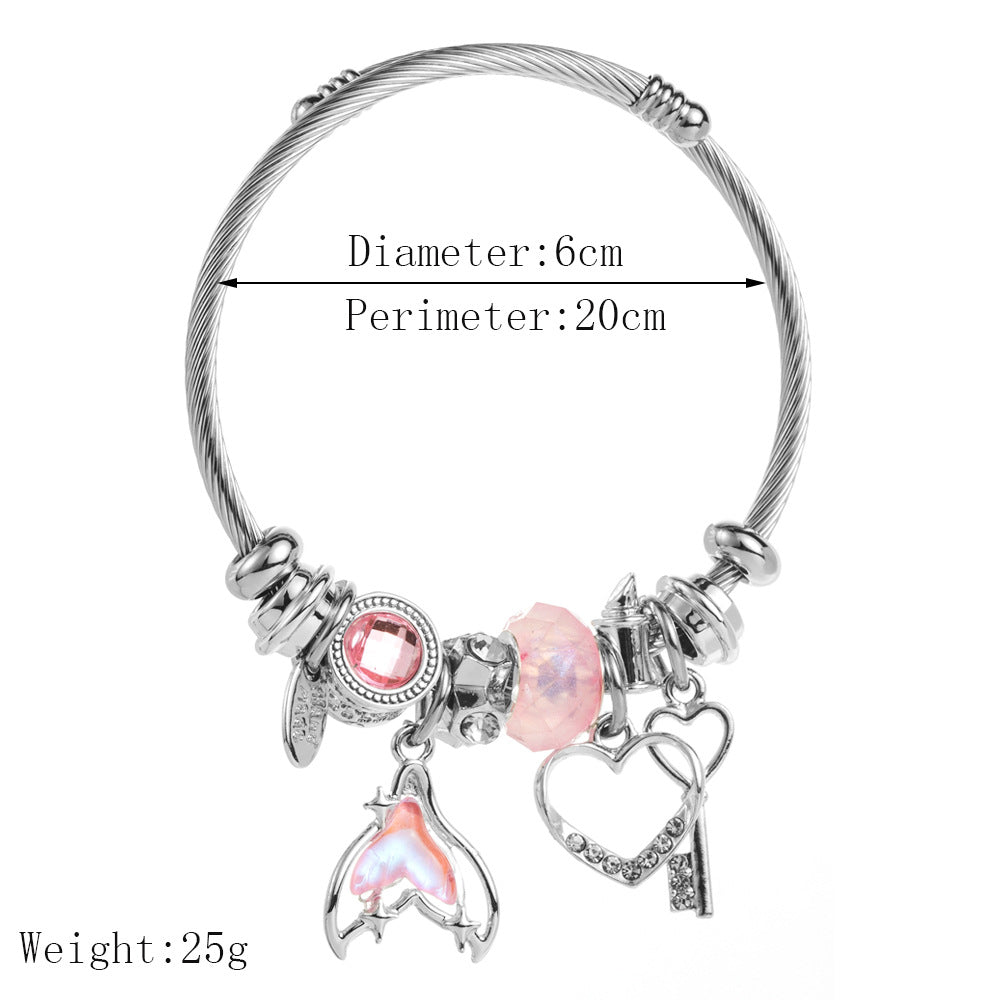 Wholesale Valentine's Day Fish tail heart-shaped stainless steel bracelet