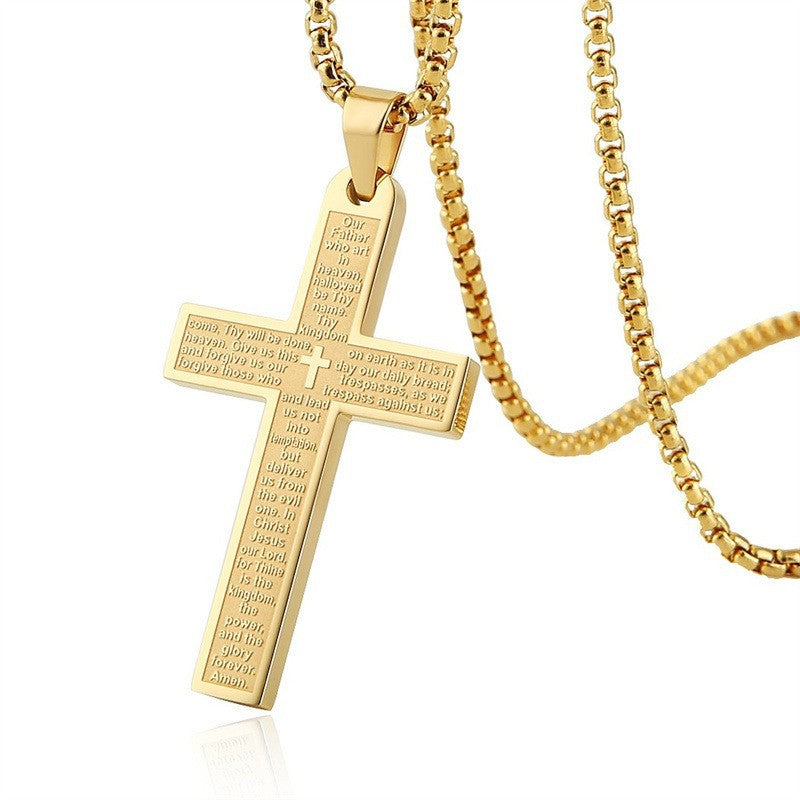 Wholesale Cross Scripture Pendant Stainless Steel Necklace