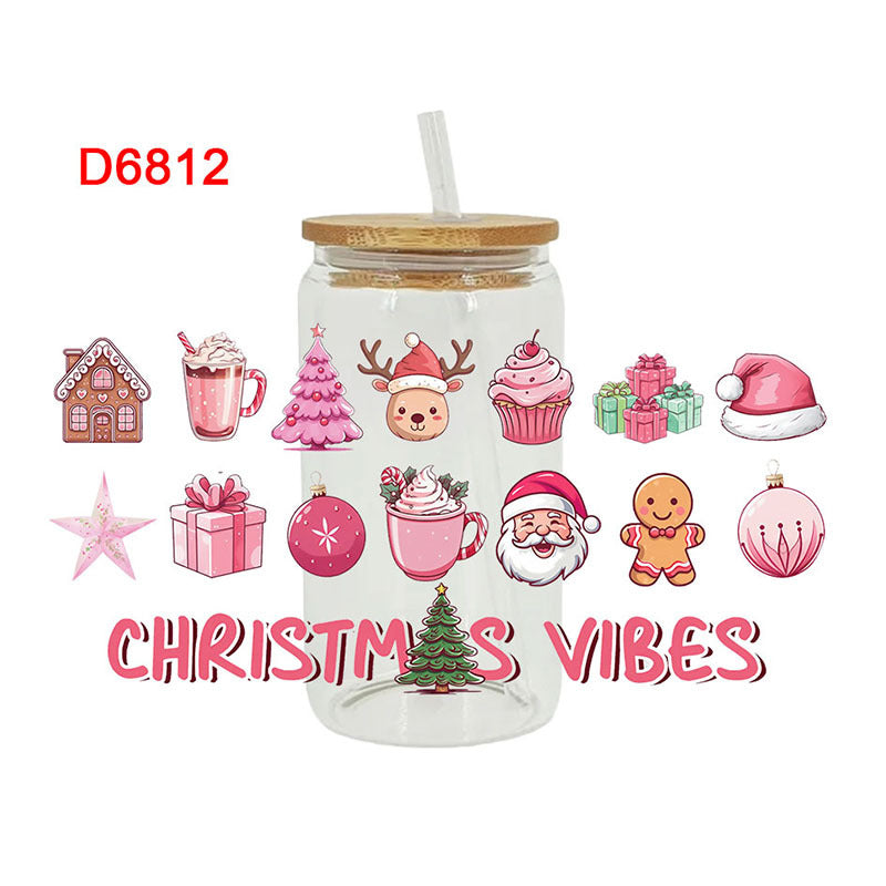 Wholesale Colorful Christmas Series 16oz Cup UV DTF Wraps