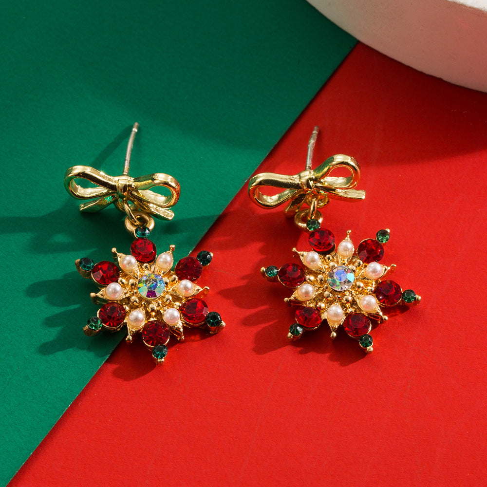 Wholesale Christmas S925 Silver Needle Personality Angel Bell Asymmetrical Oil Drop Earrings