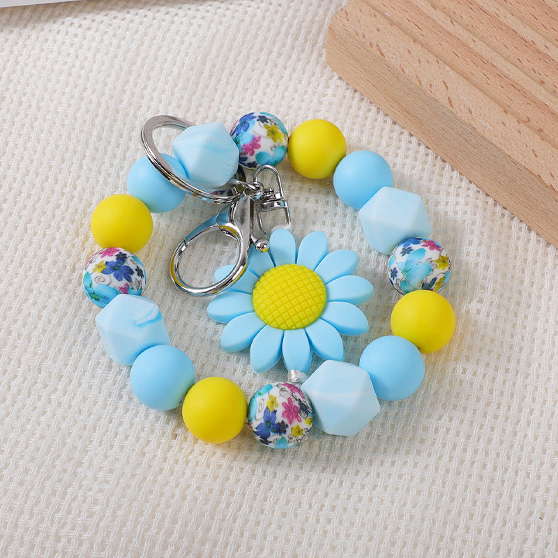 Wholesale sunflower silicone beaded bracelet bag pendant bracelet ladies bracelet keychain