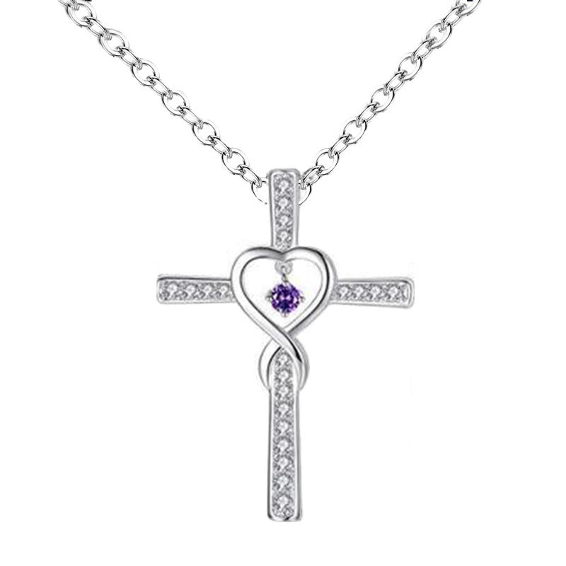 Wholesale Cross religious faith inlaid zircon pendant necklace