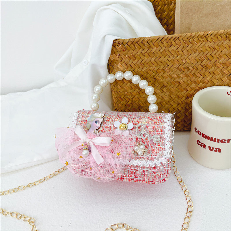 Wholesale Cotton Linen Xiaoxiangfeng Children's Pearl Accessories Handbag