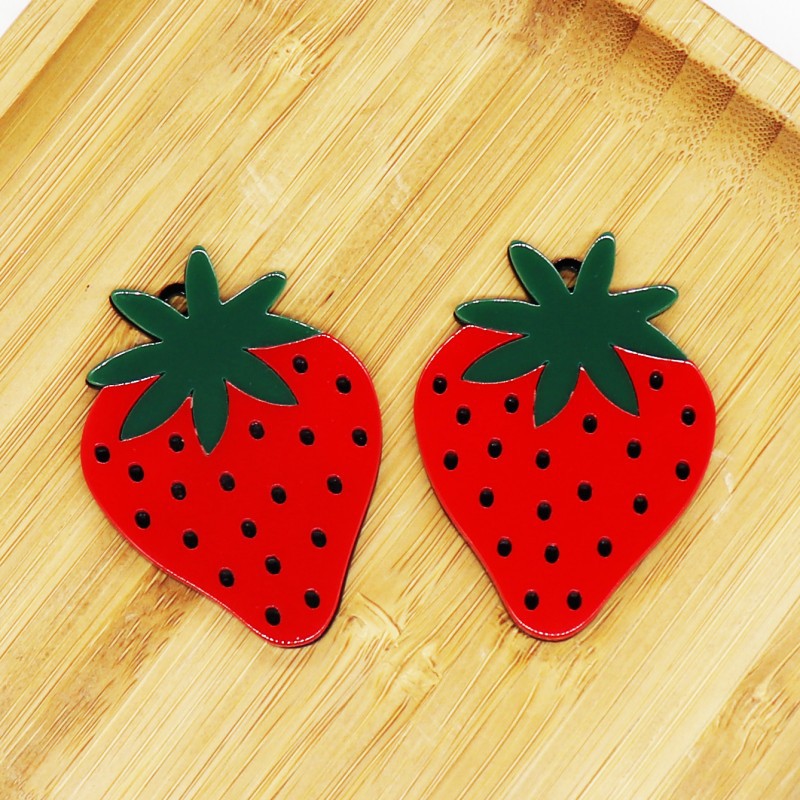 Wholesale 10pcs Acrylic Plate Fruit Earrings Strawberry Large Size Personality Exaggerated Accessories
