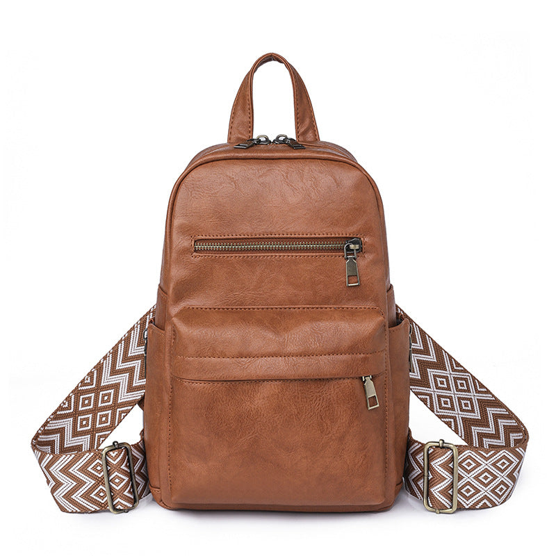 Wholesale PU Retro Solid Color Ladies Backpack