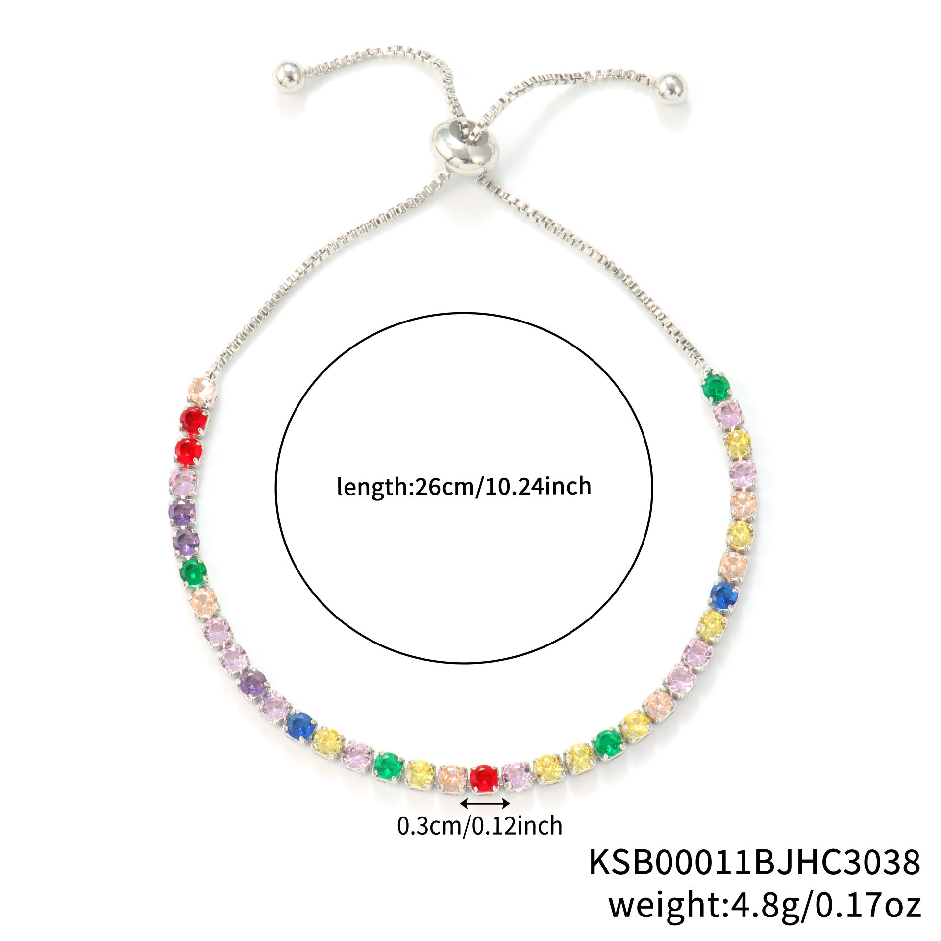 Wholesale Colorful Zircon Full Diamond Crystal Bracelet