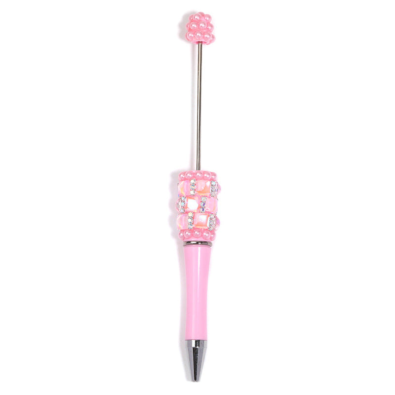 Wholesale  5pcs/pack Square diamond pearl bead pen,  multi-color plastic rotating ballpoint pen