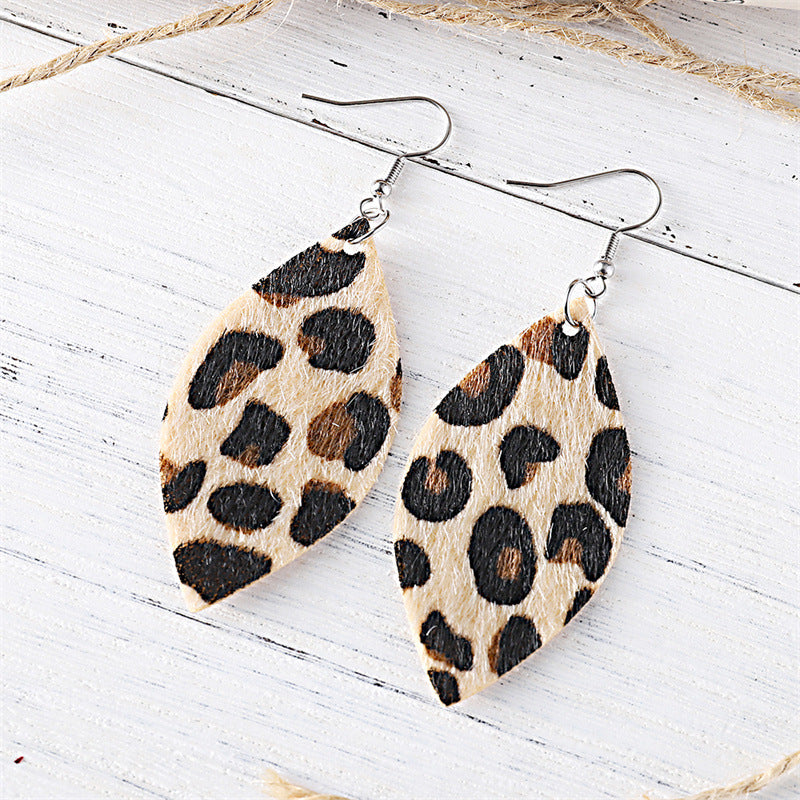 Wholesale Western Style Leopard Print Leather Earrings Retro Ethnic Oval Design Fashion Jewelry Accessory For Gift Party Wear Boutique Resale