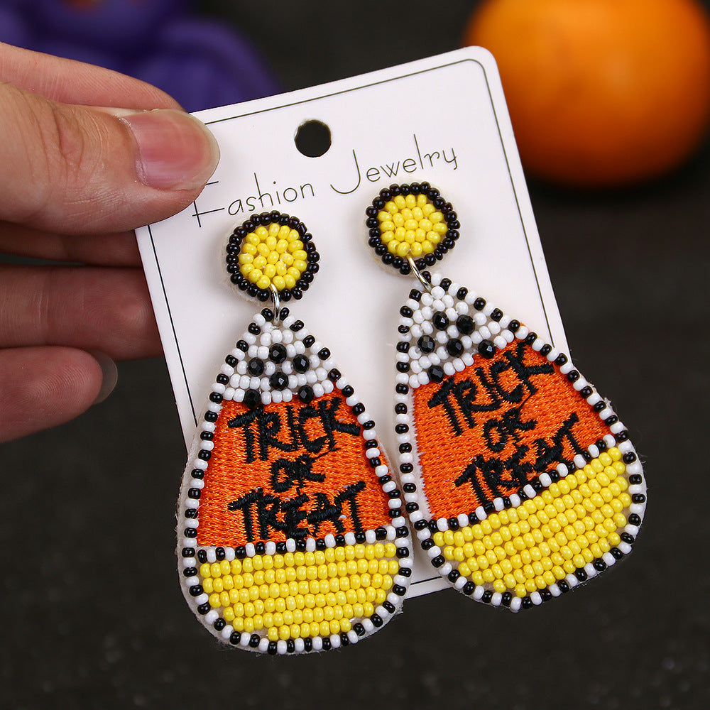 Wholesale Halloween Exaggerated Rice Bead Sewing Earrings