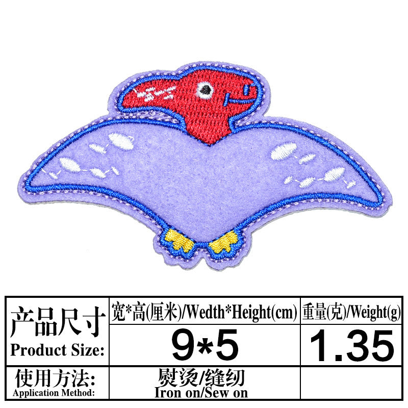 Wholesale Trendy Embroidered Fabric Patches 12 Pack Dinosaur Cartoon Animal Sew On Clothing Decorative DIY Patches For Resale