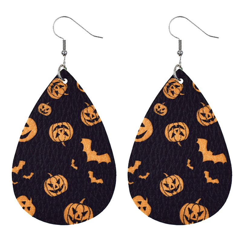 Wholesale Bat Elf Water Drop  Leather Earrings