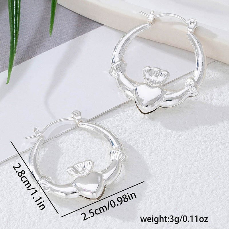 Wholesale Love Crown Ring Valentine's Day Hoop Earrings