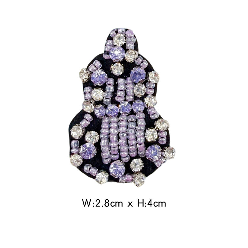 Wholesale Decorative Gourd Shaped Crystal Bead Embroidery Patch DIY Craft Supply For Clothing Bags Towels