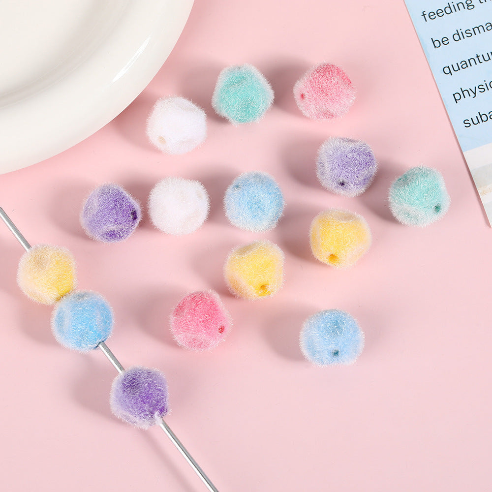 Wholesale 50pcs Plush Fig Beaded Jewelry Accessories Colorful Loose Beads Long Hair Mobile Phone Chain Pendant Material