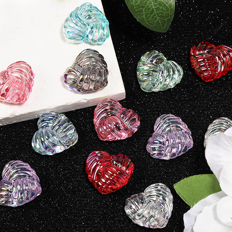 Wholesale 50pcs Colorful Transparent Twisted Wool Heart Beads