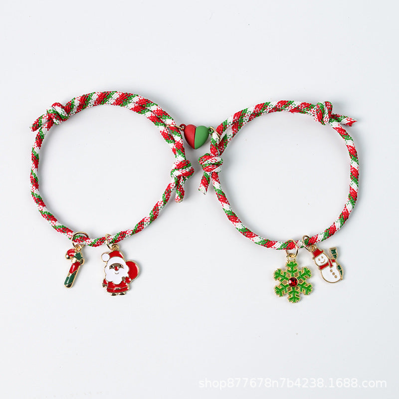 Wholesale  Christmas Love Magnet Woven Couple Alloy Bracelet