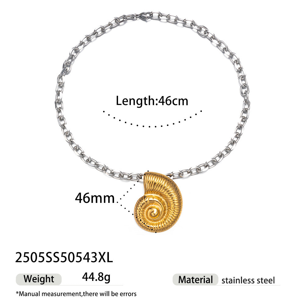 Wholesale Tyna European and American Light Luxury 18K Gold Stainless Steel Conch Sea Star Sun Thick Rope Necklace All-match Cross-border Trendy Jewelry