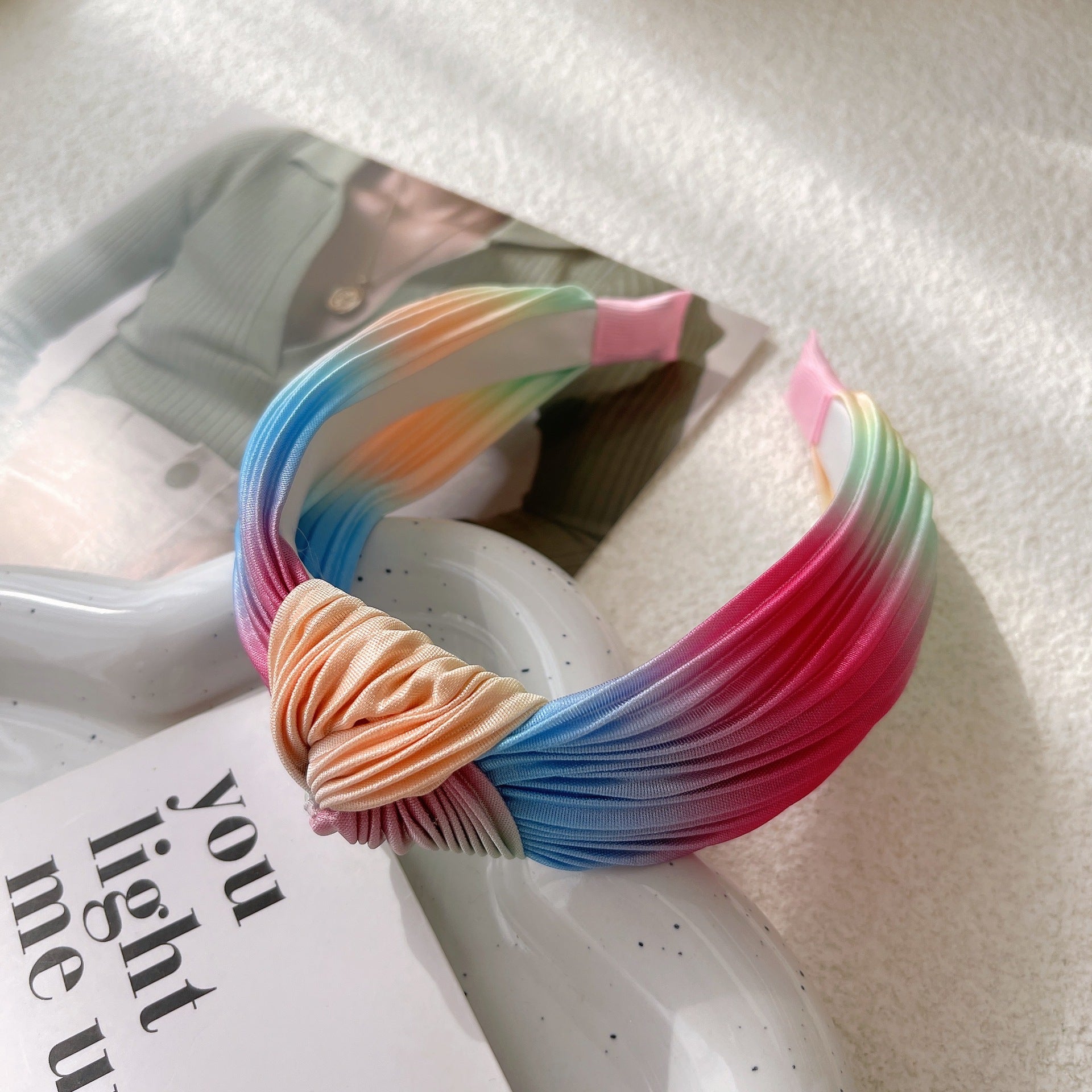 Wholesale Tie Dye Wide Edge Pressed Polyester Headband