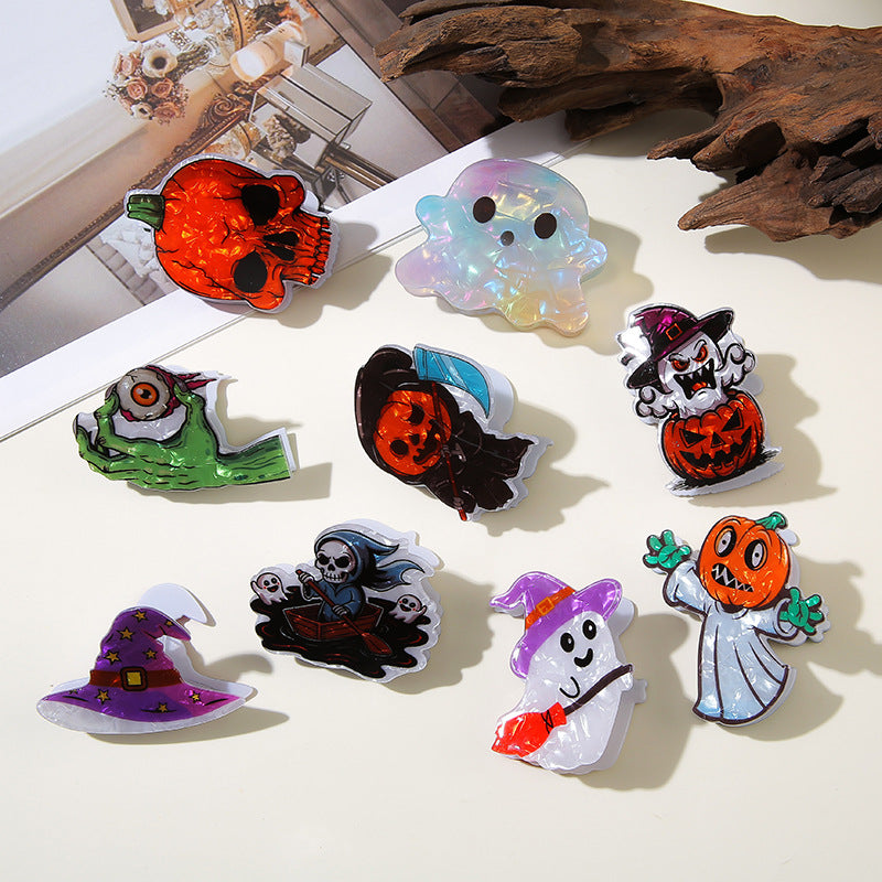 Wholesale Dark Style PVC Pumpkin Ghost Shark Claw Hair Clip  Creative Hair Accessory For Resale