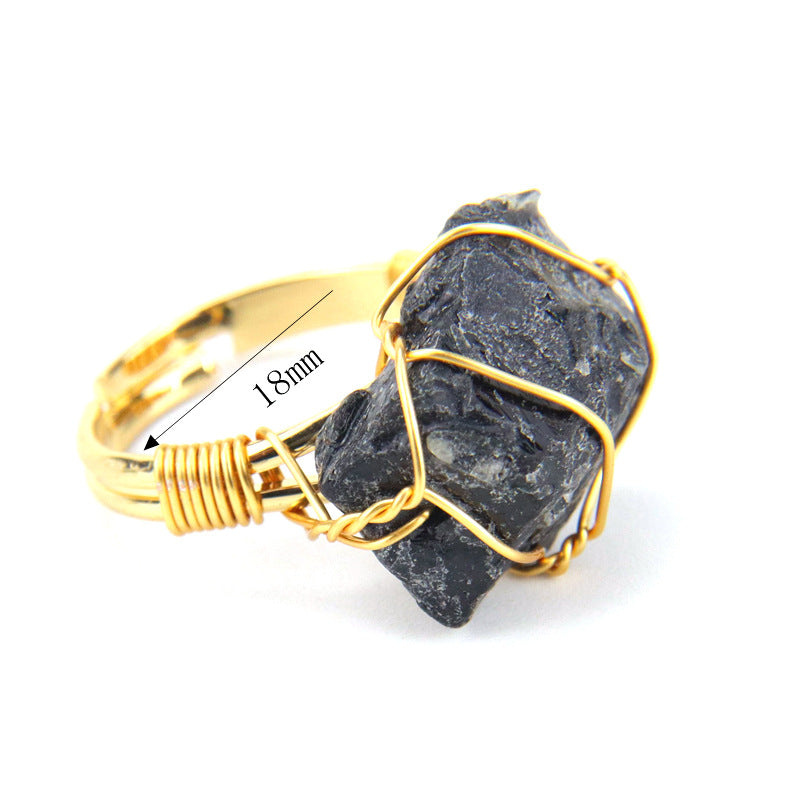 Wholesale The New Statement Hand-wound Rough Stone Agate Ring Is Adjustable