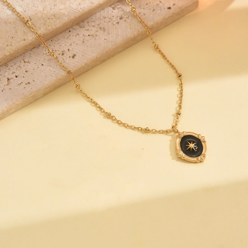 Wholesale Black cross pendant stainless steel gold necklace and earrings