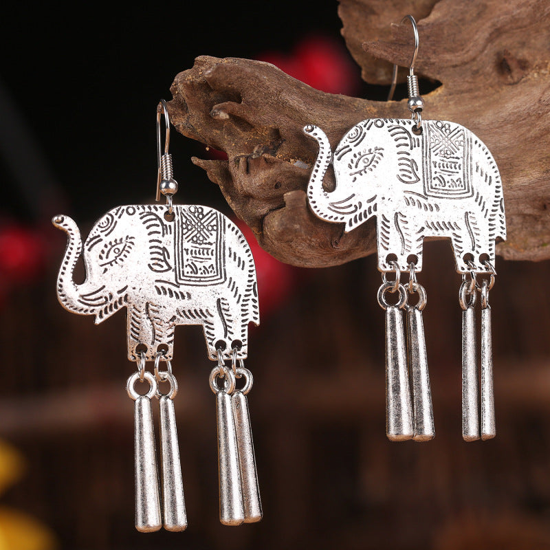 Wholesale 2 Pairs/Pack Bohemian Ethnic Style Retro Alloy Tassel Earrings