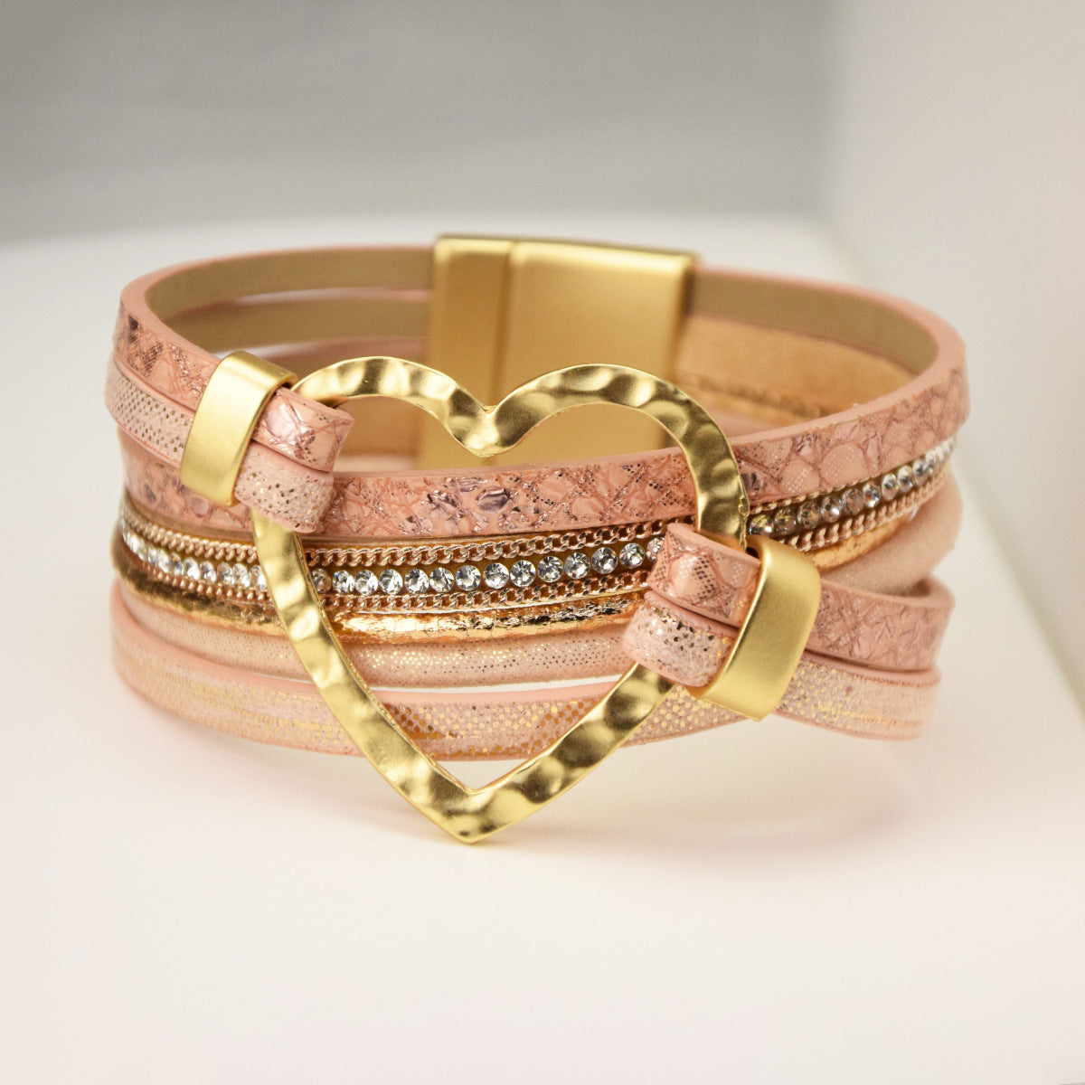 Wholesale 6pcs Exaggerated Heart Accessories Wrist Jewelry Magnetic Clasp Bracelet