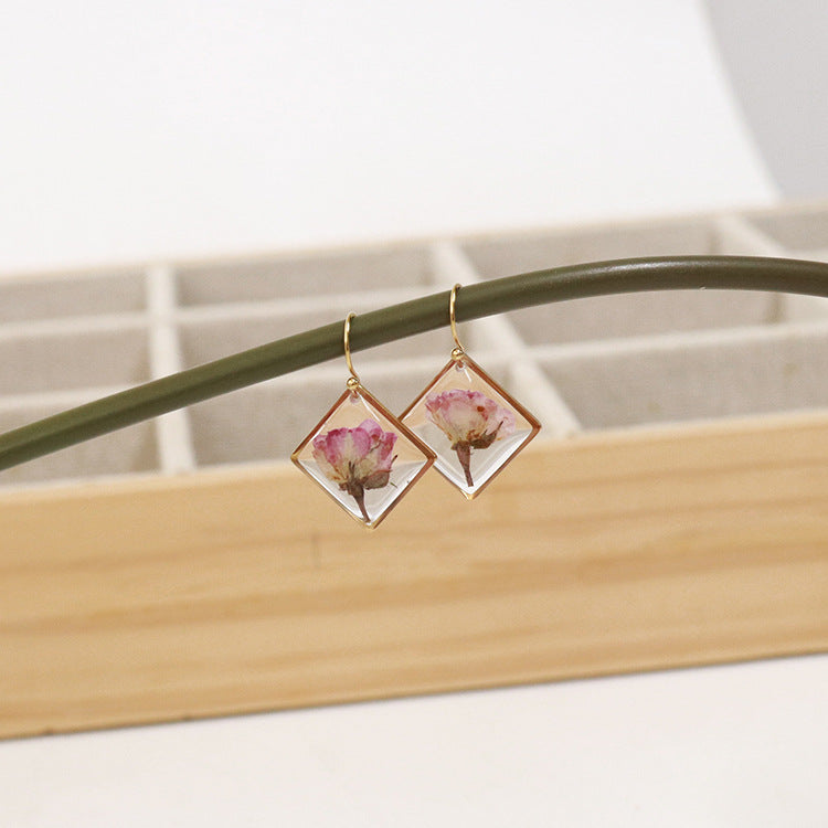 Wholesale 6pcs Real Flower Dried Flower Drop Glue Earrings
