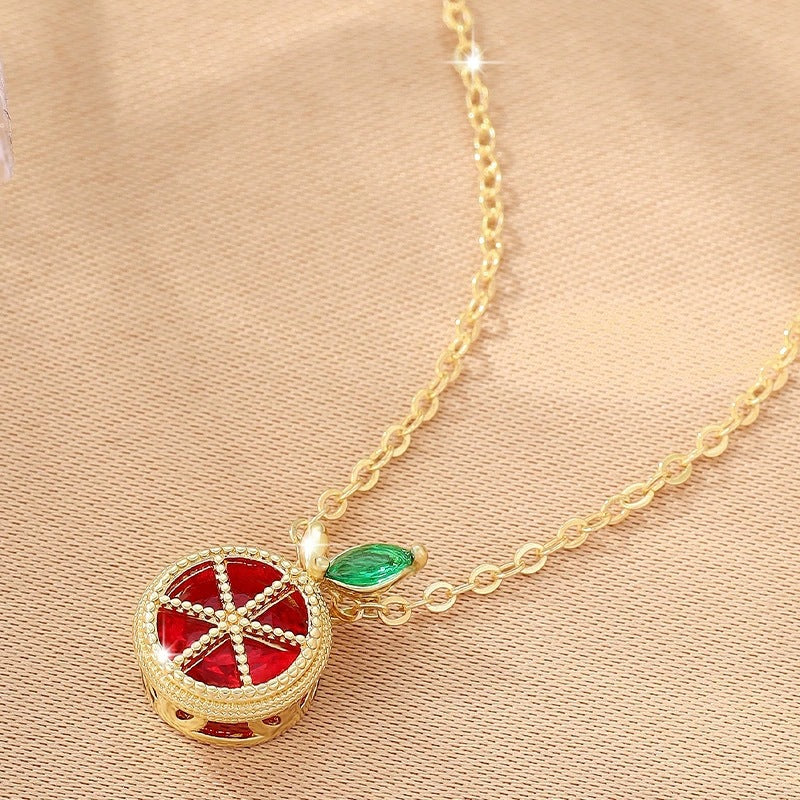 Wholesale Fresh Fruit Pendant Necklace Copper Electroplated Adjustable Chain Jewelry Accessory