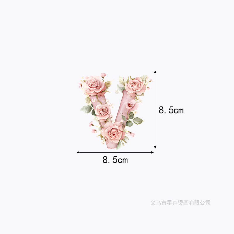 Wholesale 10pcs 26 letter flower branches and leaves UV DTF Ready to Press Transfers Wraps